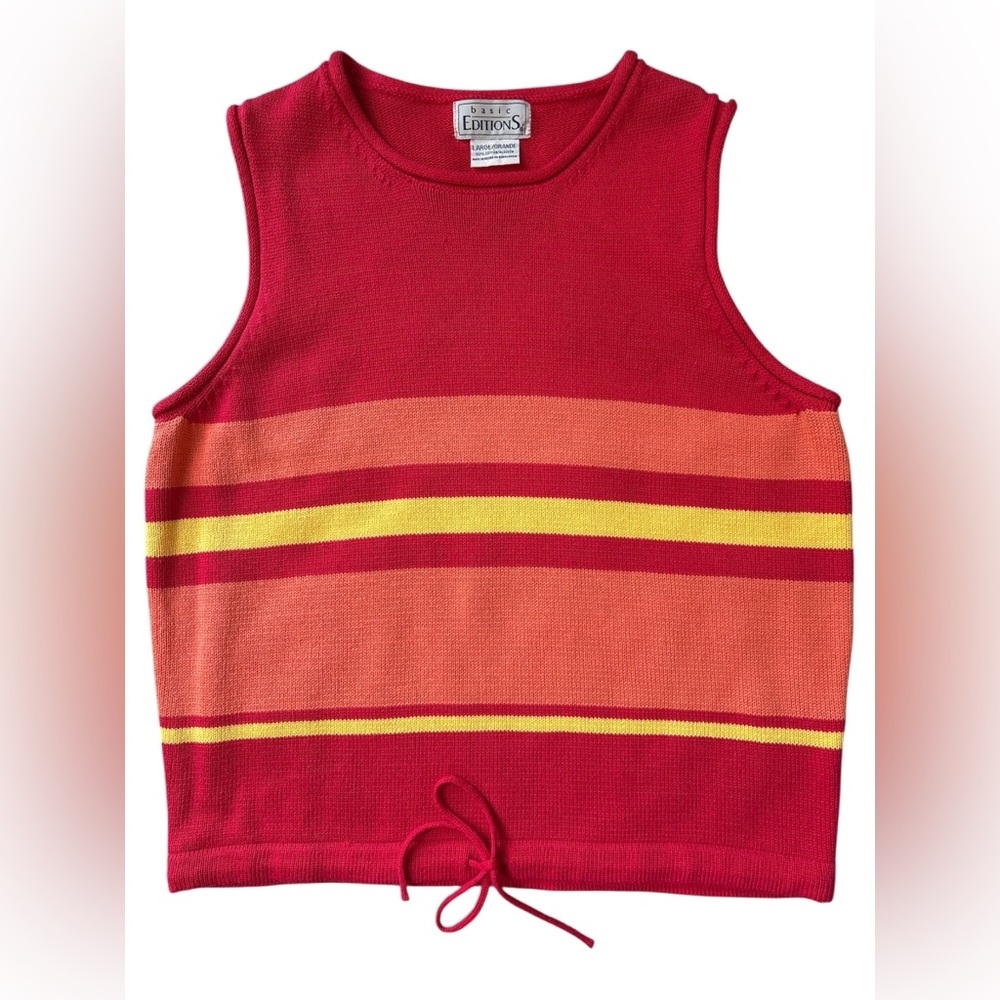 Sleeveless Sweater Vest Women’s Large Basic Editions EUC‎ Cotton